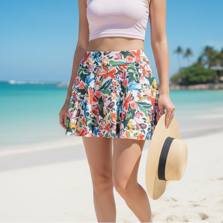 Women's Floral Prints Mini Skirt Swim Wear (#31)