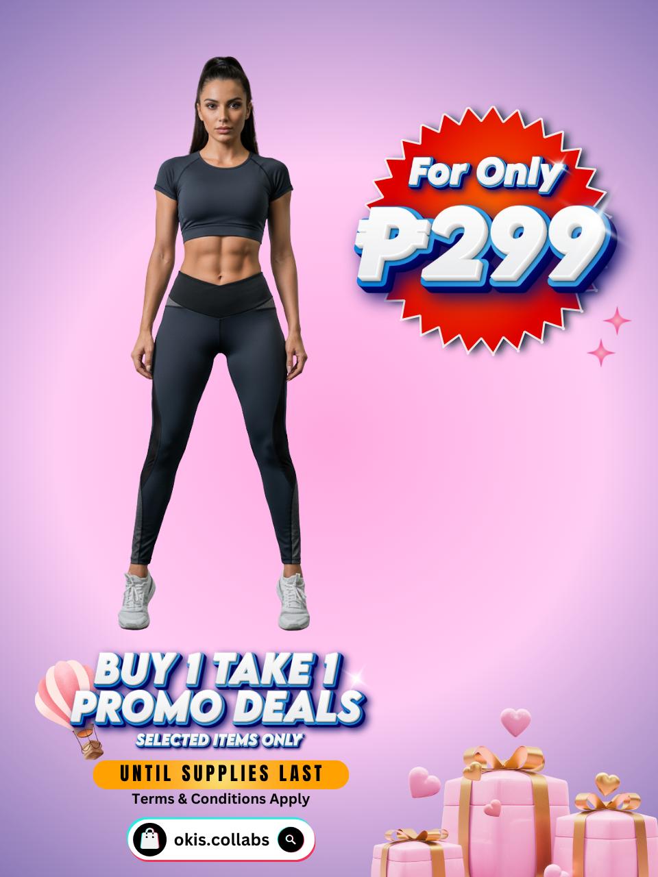 [BUY 1 TAKE 1 FREE] Women's Cotton Sports Wear Leggings Black Color