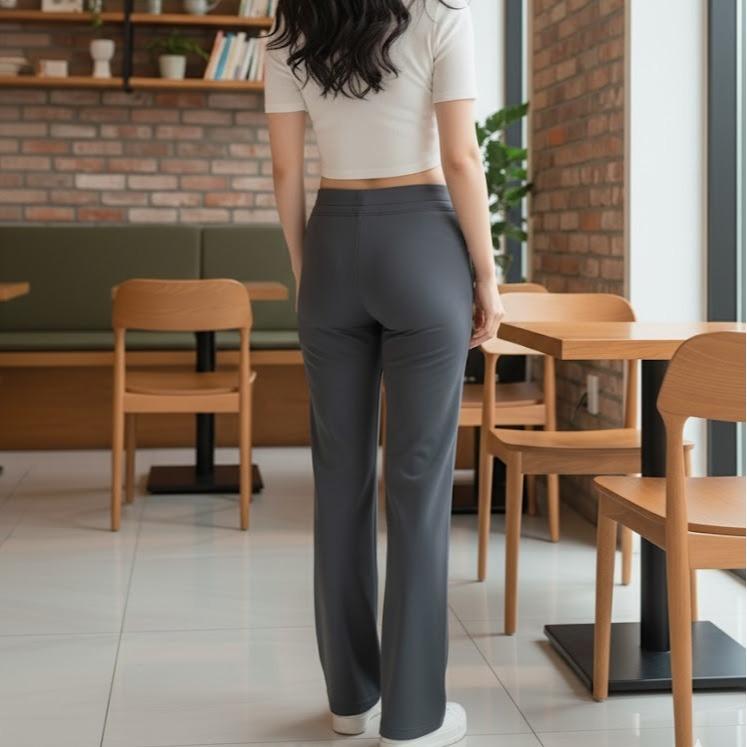 FPA63054B Women's Classic Cotton Pants in Plain Gray Color