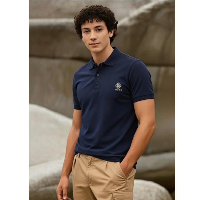 DESIGN Dry-fit Polo Shirt Men's Top Casual Korean Style (Short Sleeve with Logo Embraided)