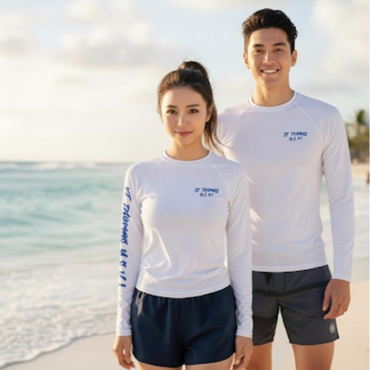 Men's/Women's Blue Design Swim Wear Longsleeve St. Thomas U.S V.I (#16B)