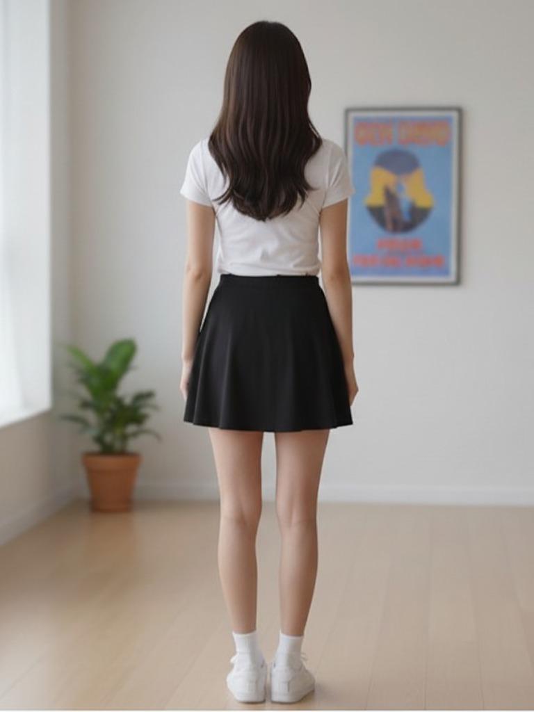 Women's Plain Black High Swim Skirt Bottoms for Women Waisted Bathing Suit Skirt (#5)