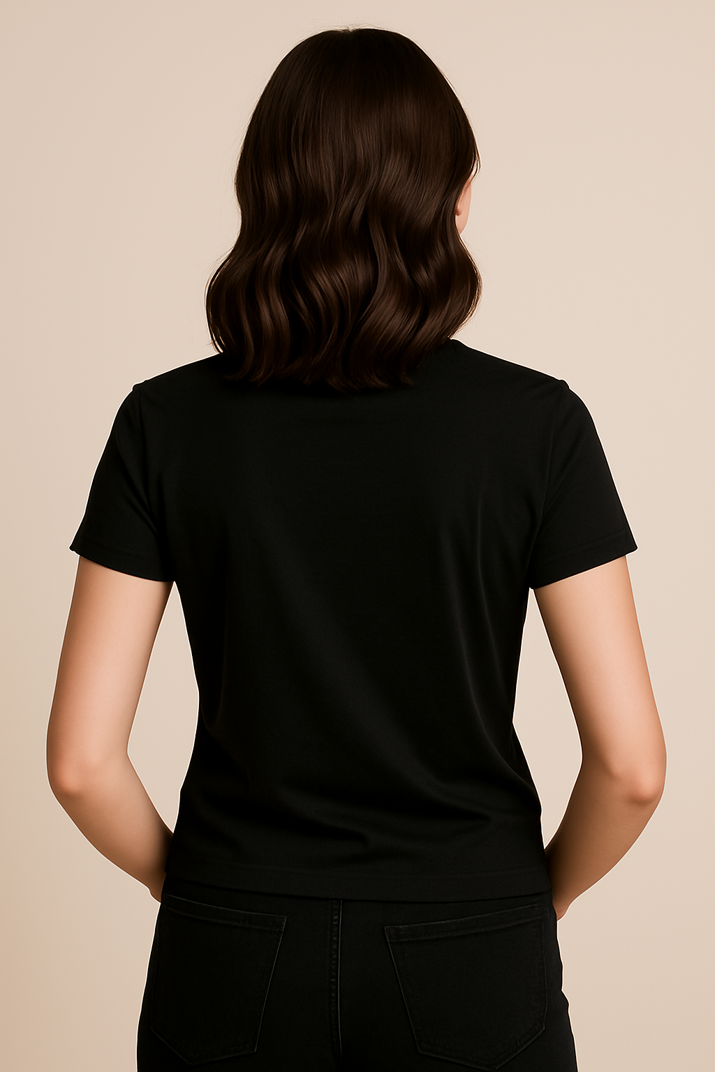 Black Jewel Neckline Chic Tee
