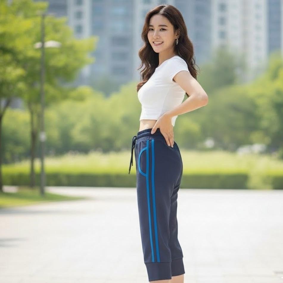 FPA087 Women's Classic Cotton Capri Pants with White & Yellow Sides Lining