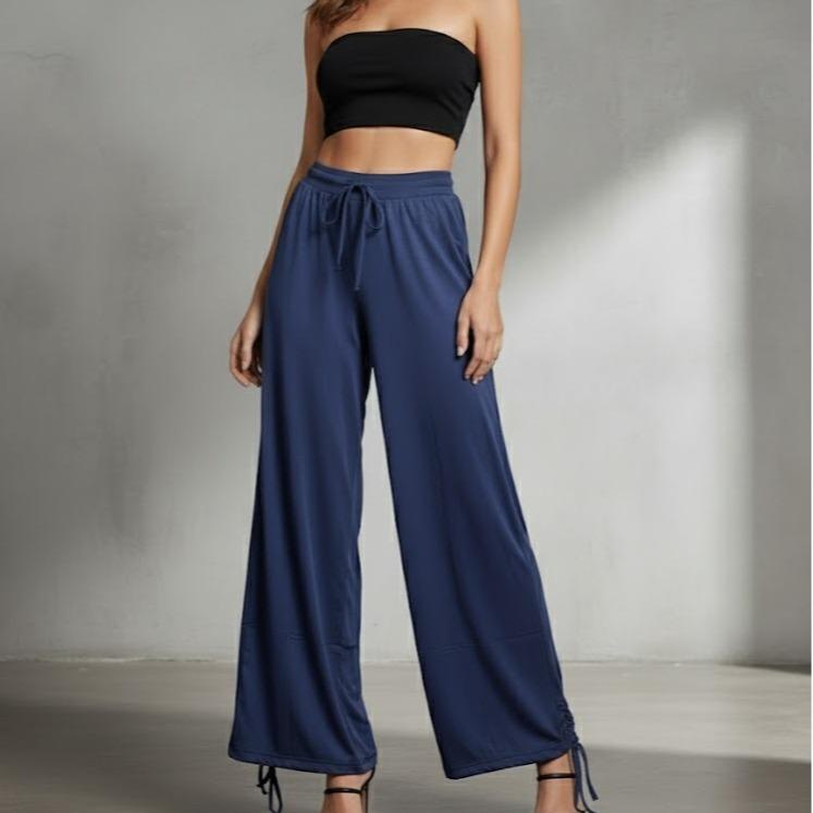 FPV10 Women's Classic Cotton Smooth Long Cut Pants with Botton Lace Downstrings