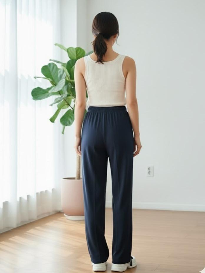 FPD51008B Women's Classic Ferry Pure Cotton Pants Plain BLACK Color