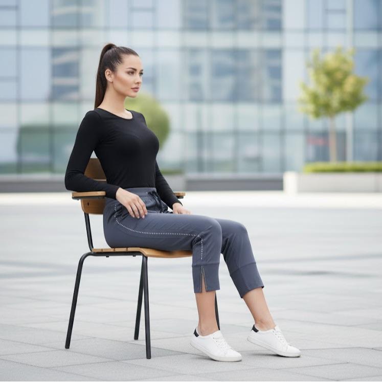 FPF018 Women's Classic Cotton Capri Pants with Beads in Sides Lining