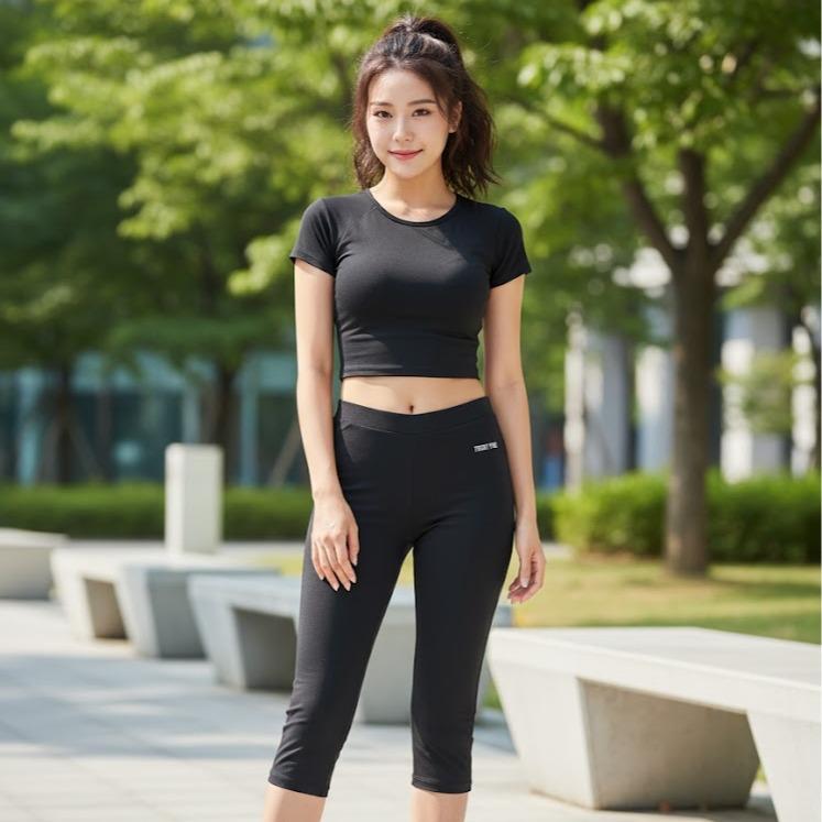 FP9513C Women's Classic Ferry Pure Cotton Capri Leggings for Sports Activities