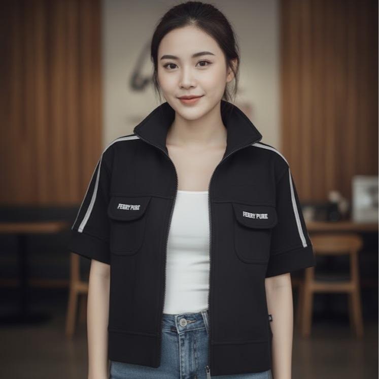 FP6802 Women's Classic Ferry Pure Cotton Shirt Sleeve Jacket with White/Yellow Lining Color