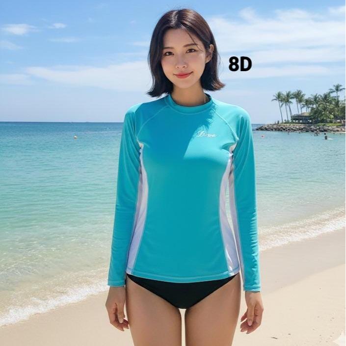 Women's Attarco Collections "CYAN COLOR" Swimming Assorted RASH GUARD Longsleeve (#8)
