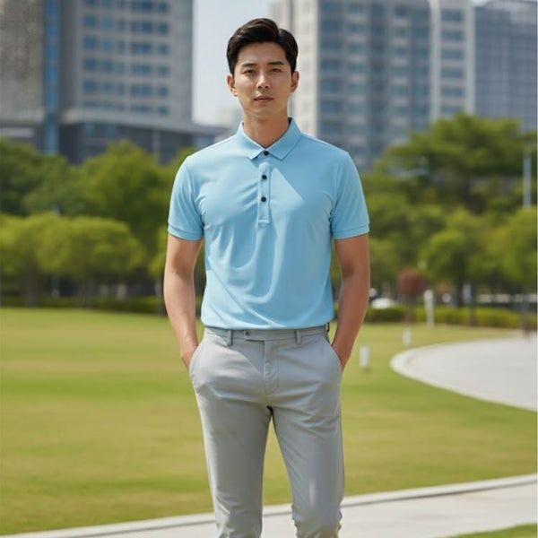 Plain Color Assorted Logo Embraided Male Polo Shirt - Korean Dry-fit Casual Style Men's Top
