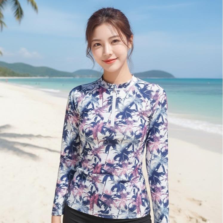 Women's Assorted Rash Guard for Swimming Activity with Zipper