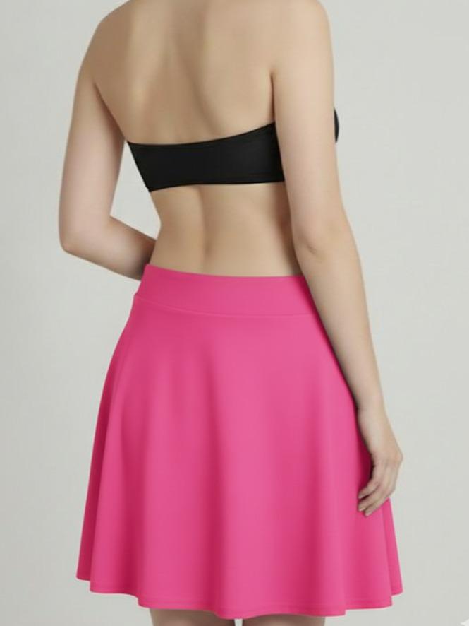 Women's Plain Black Swim Skorts High Waist Tummy Control Modest Swim Skirt (#22)