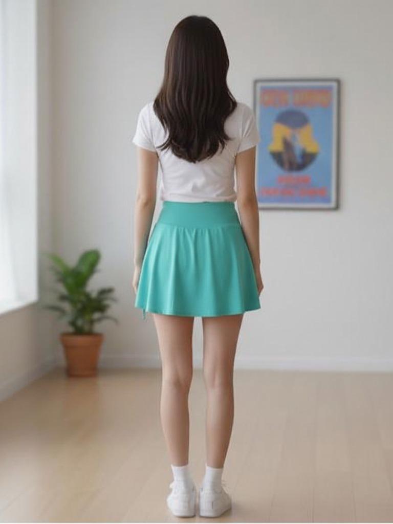 Women's Plain Black High Swim Skirt Bottoms for Women Waisted Bathing Suit Skirt (#5)