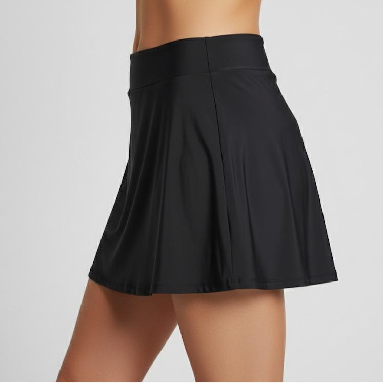 Plain Black Women's Golf Skirts Side Pockets High Waisted Stretchy Tennis Skirt with Short Athletic Casual (#29)
