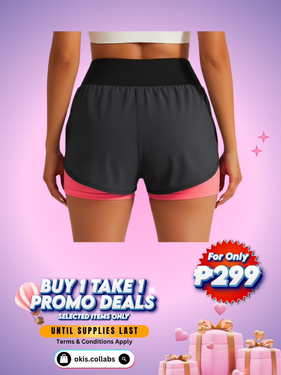 [BUY 1 TAKE 1 FREE] Women's Cotton Sports Wear Athletic Running Shorts