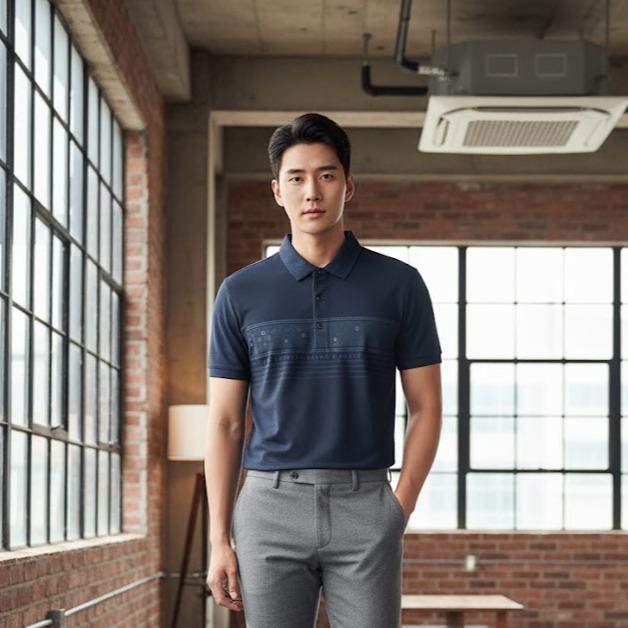 OKIS VOGUE'S Men's Wear High Fashion Dry-fit Polo Shirt Korean Style with Unique Logo for Modern Comfort