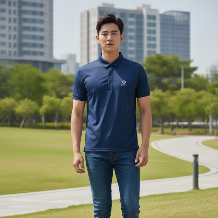 FASHION STYLE Assorted Logo Embraided Male Polo Shirt - Korean Dry-fit Casual Style Men's Top