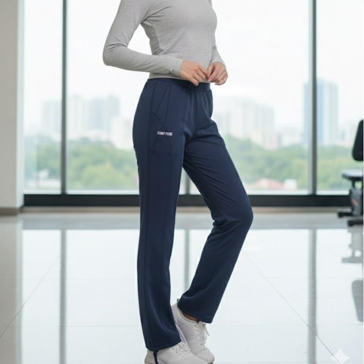 FPD53002 Women's Cotton Ferry Pure Black Plain Pants