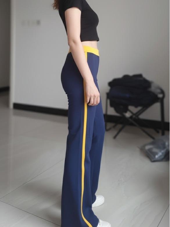 FP6241 Women's Classic Cotton Straight Pants with Yellow Lining & Waist Line