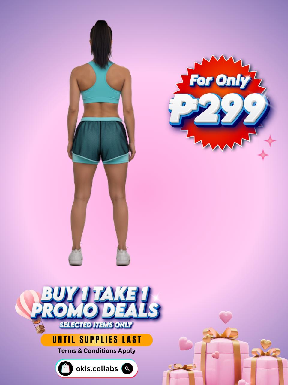 [BUY 1 TAKE 1 FREE] Women's Cotton Sports Wear Shorts with Net Design