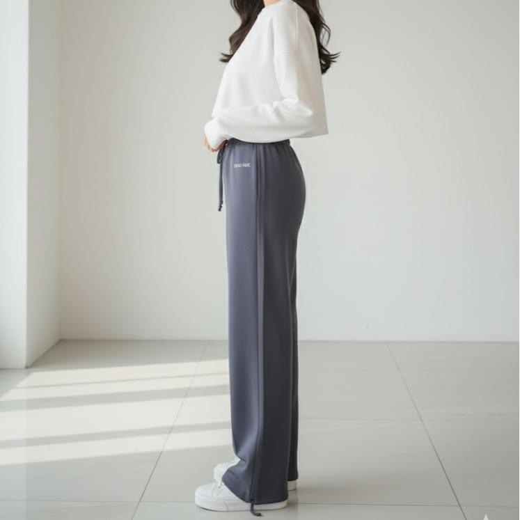 FPA001 Women's Classic Cotton Pants in Plain Dark Gray Color