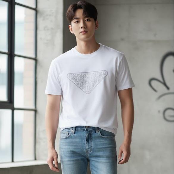 Men's High Fashion T-shirt in White & Black Color for Stylish Outfits with Beads & Bling