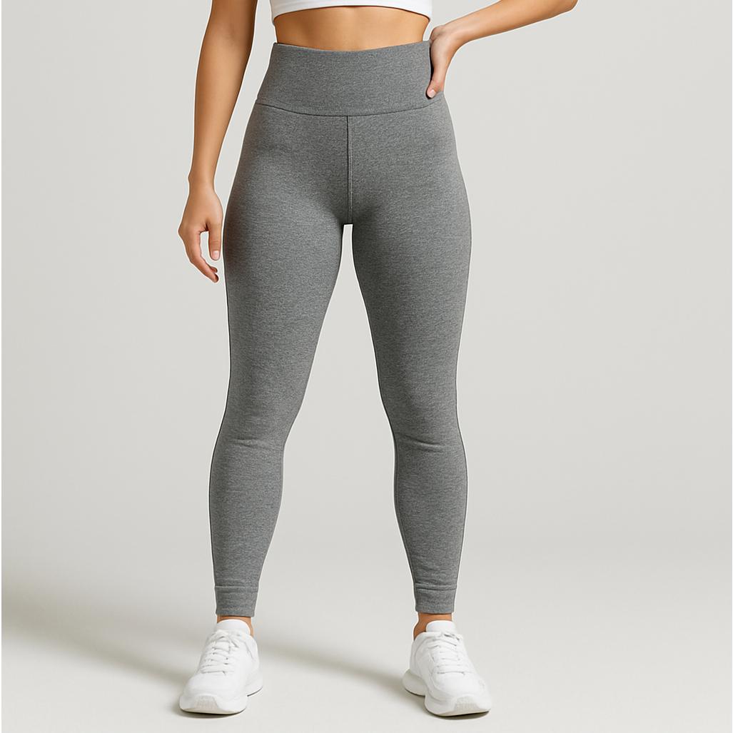 High-Waisted Ribbed Seamless Leggings – Heather Gray