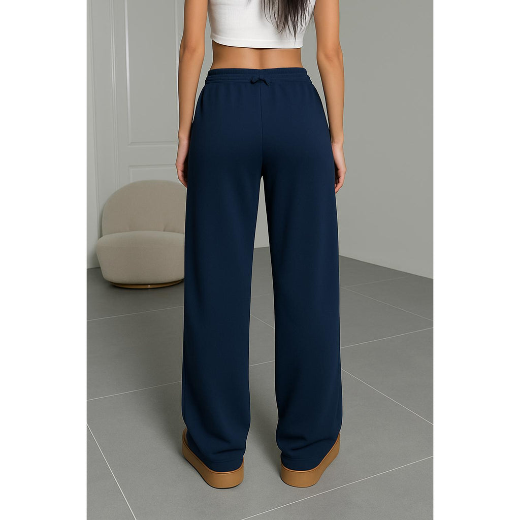 FP9304B Women's Navy Blue Athletic Pants with Gold Accents Design