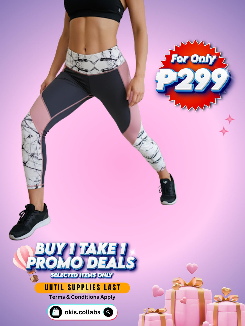 [BUY 1 TAKE 1 FREE] Women's Cotton Sports Wear Leggings Printed Design