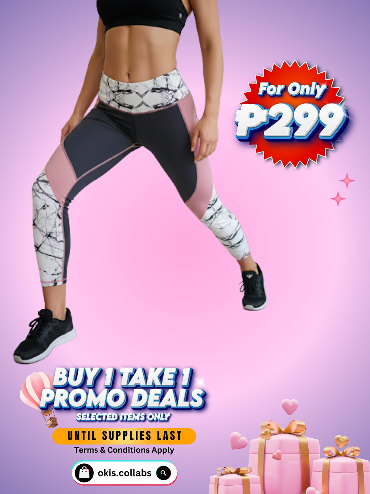 [BUY 1 TAKE 1 FREE] Women's Cotton Sports Wear Leggings Printed Design