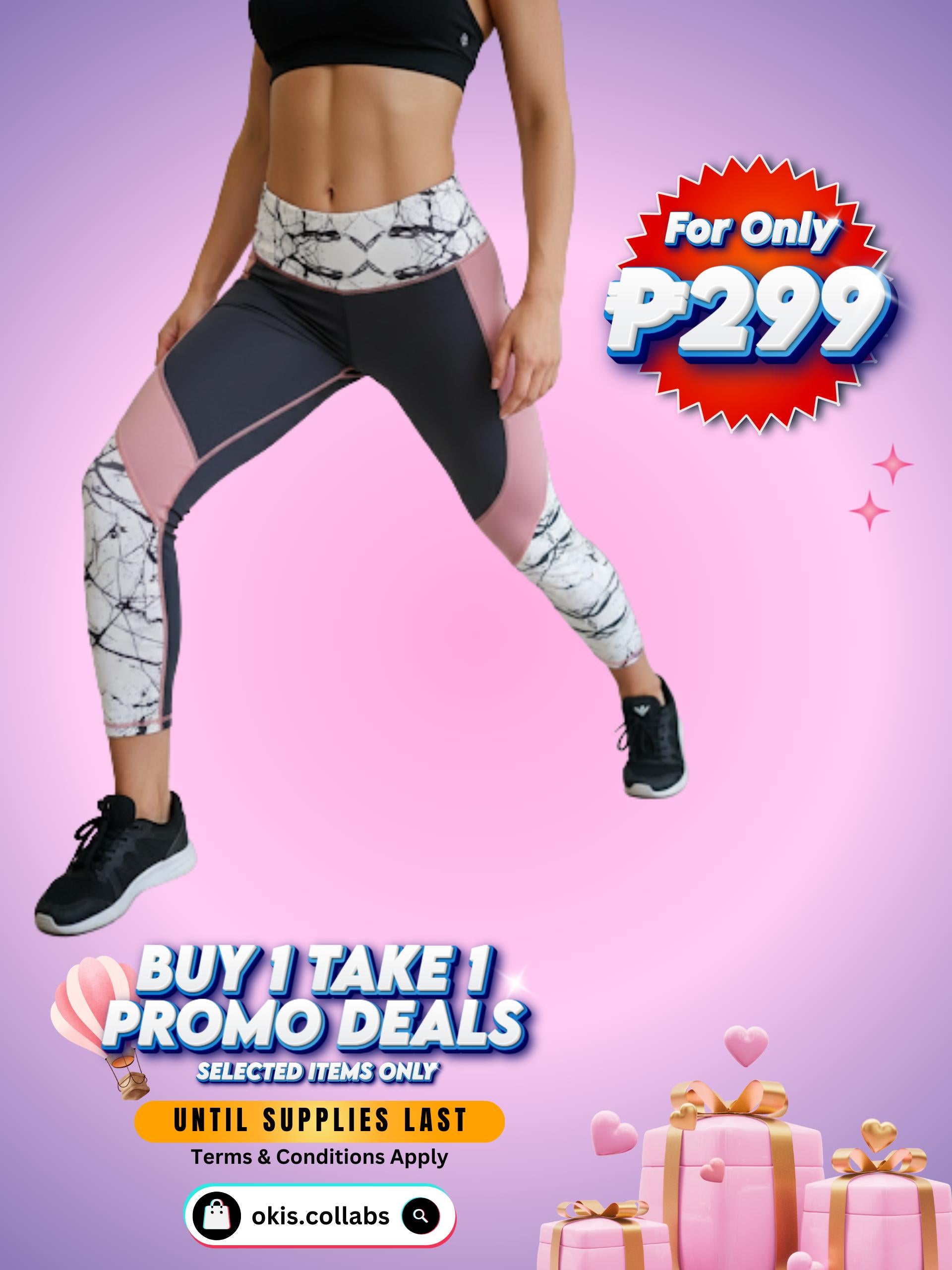 [BUY 1 TAKE 1 FREE] Women's Cotton Sports Wear Leggings Printed Design