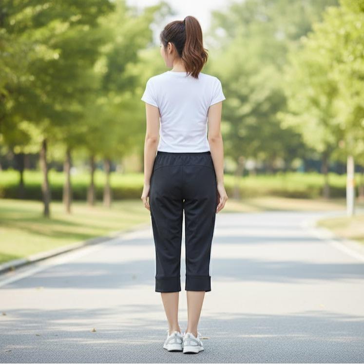 FPD58013 Women's Classic Cotton Capri Pants with White Sides Lining
