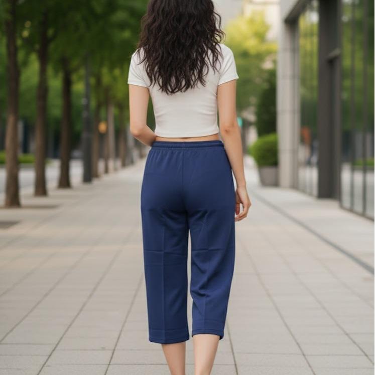 FPA012-7 Women's Classic Cotton Capri Pants with Ferry Pure Letters