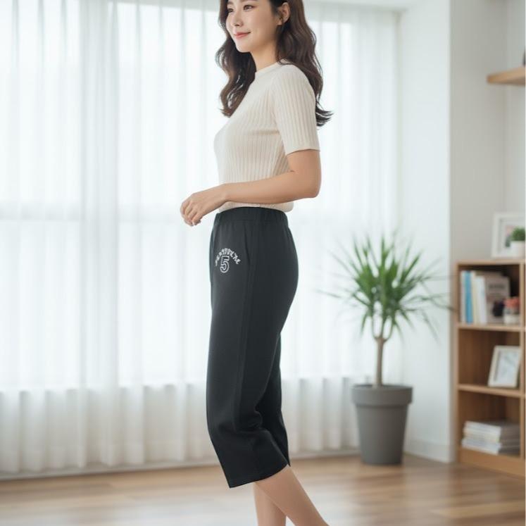FP9286 Women's Classic Cotton Capri Pants Black Color