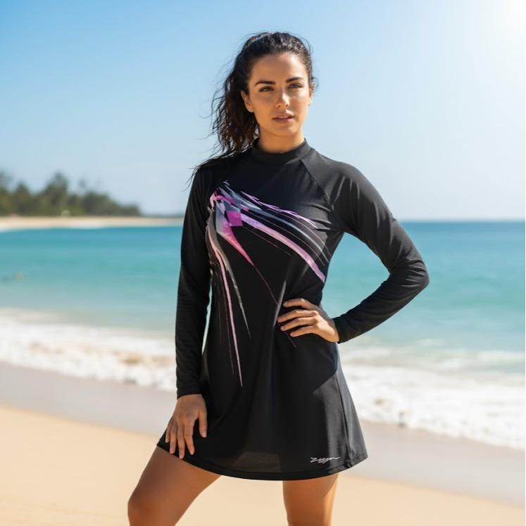 Women's Rash Guard Longsleeve in Printed Designs for Active Swim Wear Stylish & Functional Swim Gear