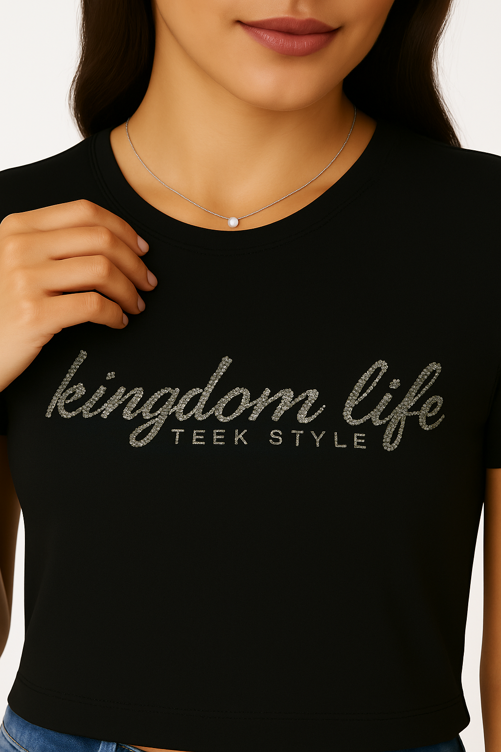 OKIS Black Tee Tops for Female (Kingdom Life)