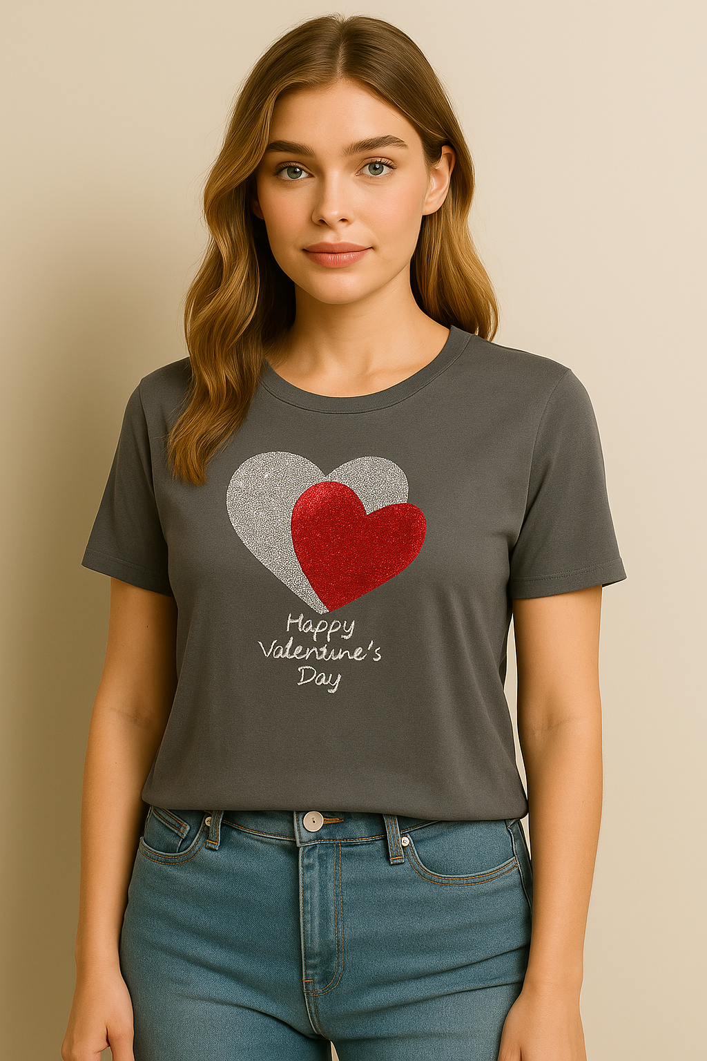 Gray Valentine Heart Tee