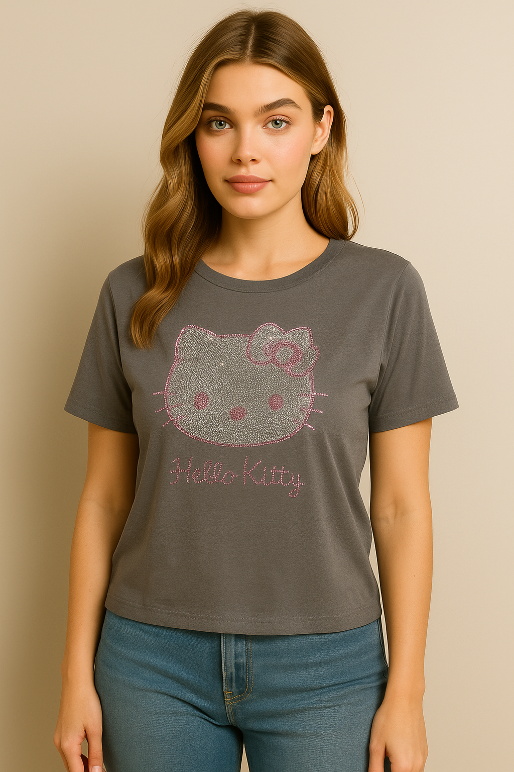Gray Hello Kitty Bling Tee
