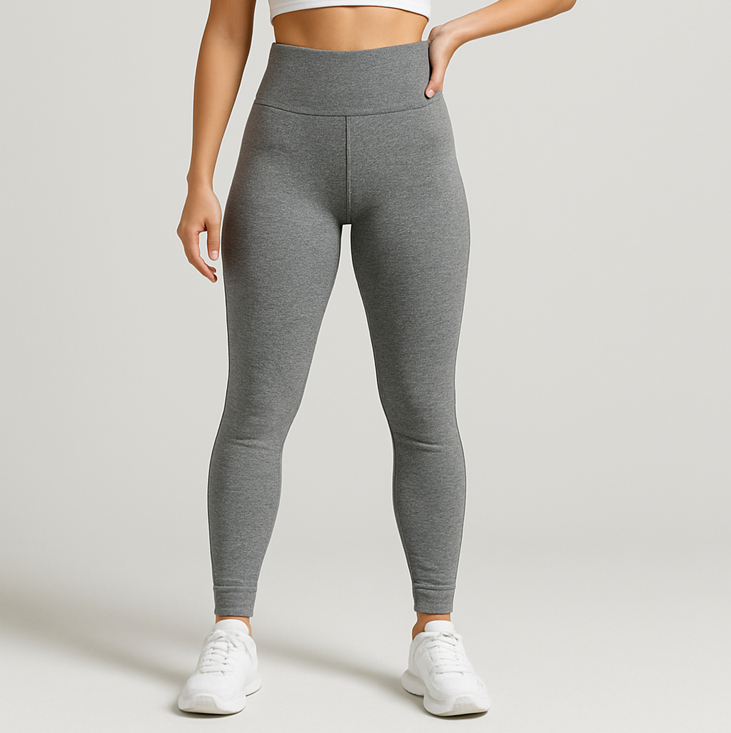 High-Waisted Ribbed Seamless Leggings – Heather Gray
