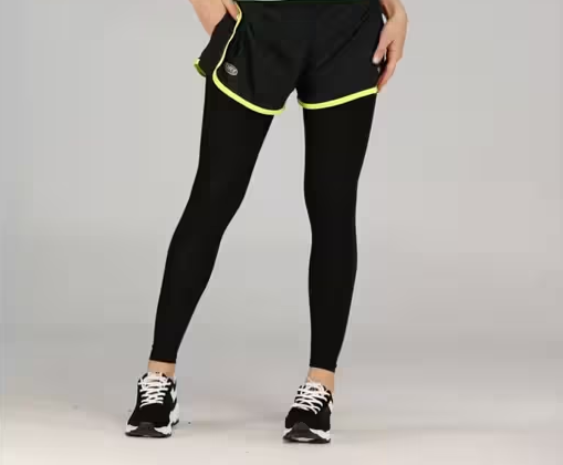 2-in-1 Black Sports Leggings with Trim Shorts