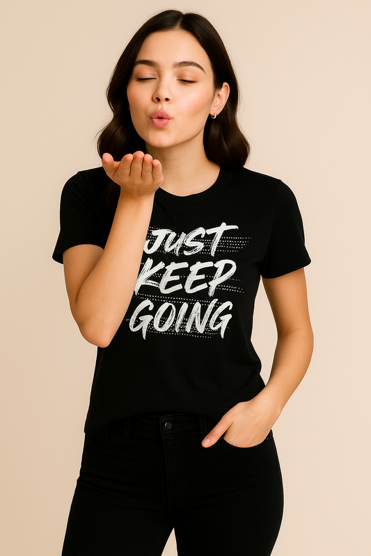 "Just Keep Going" Black Crop Teer