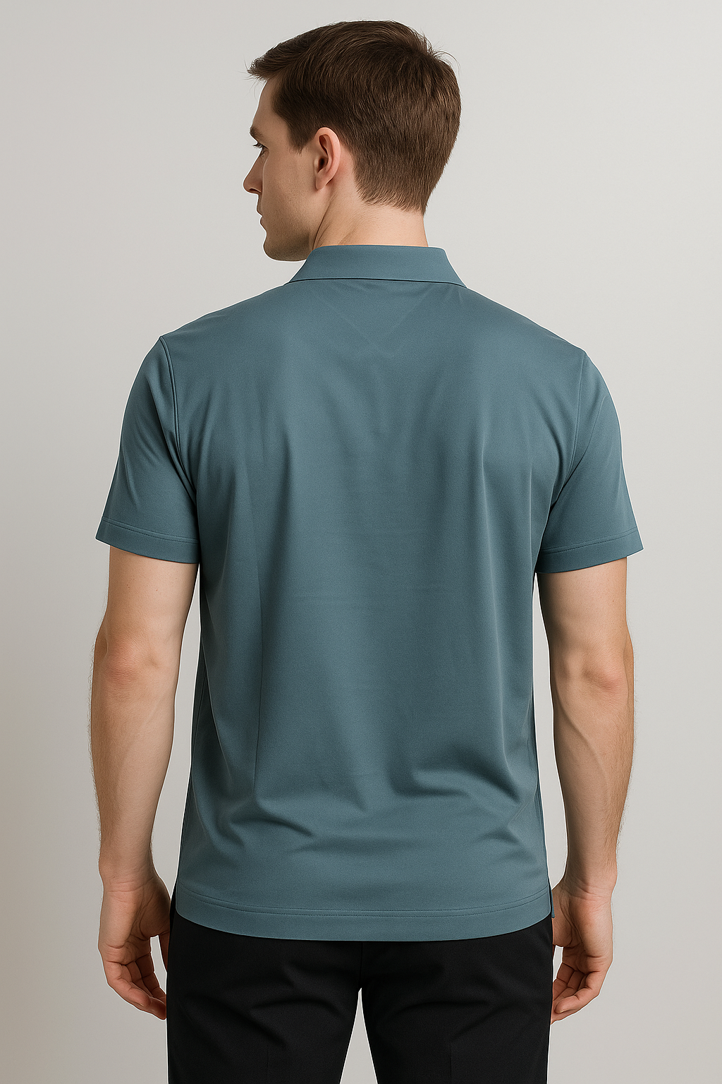 Teal Polo Shirt with Gold Double-C Logo