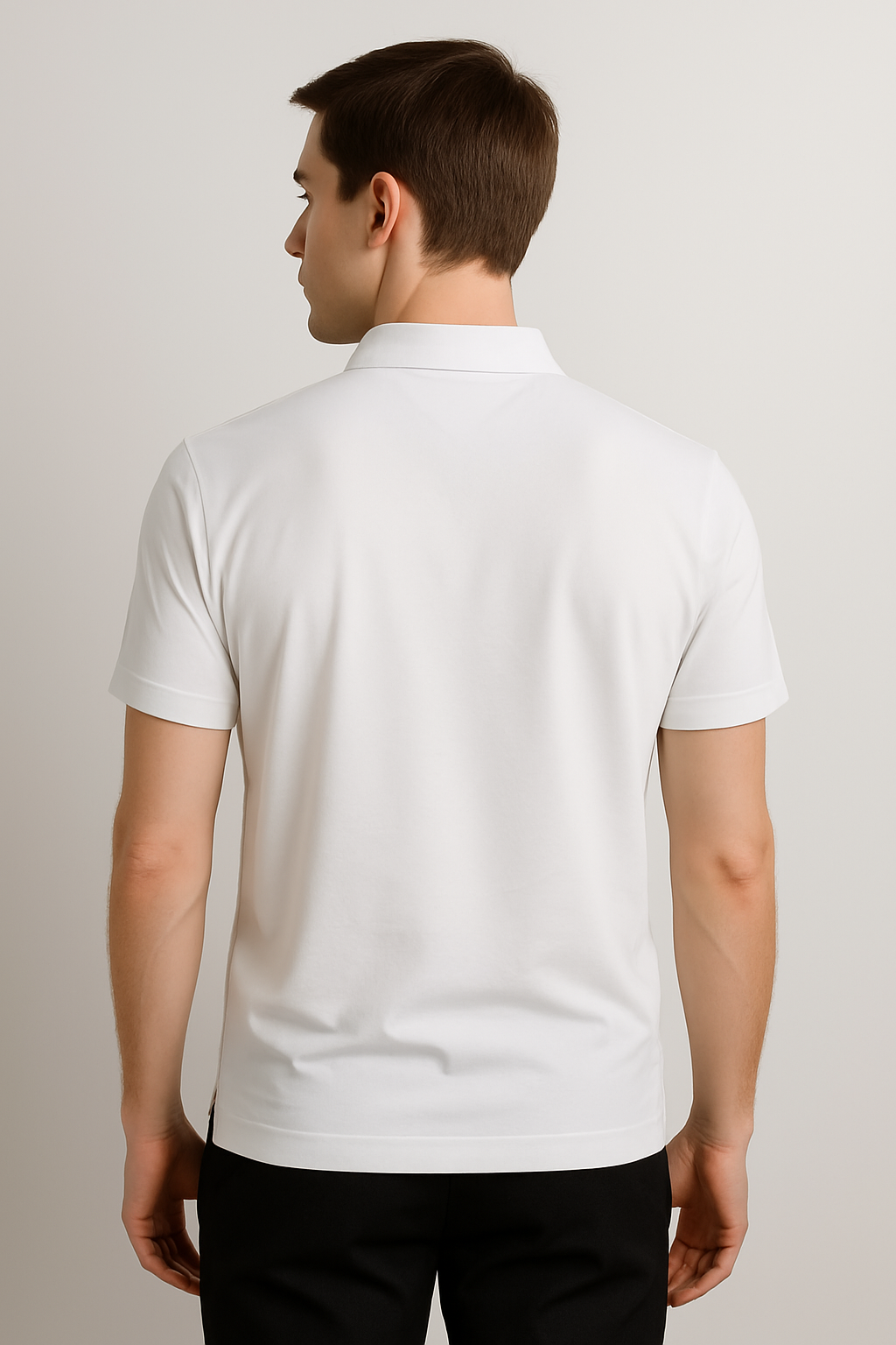 White Polo Shirt with Green Diamond Logo