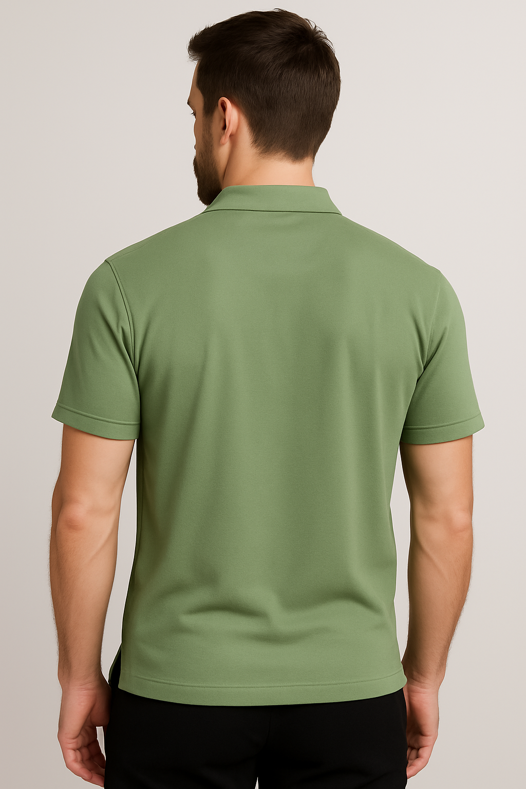 Sage Green Polo Shirt with White Embroidered Logo