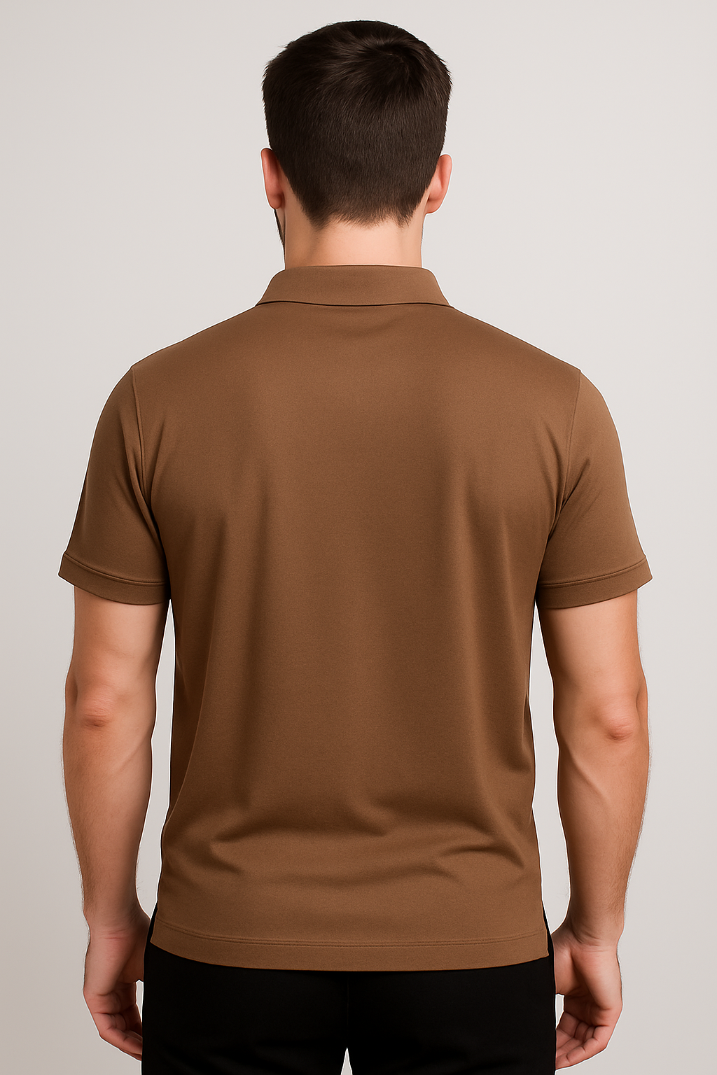 Brown "V" Logo Short-Sleeve Polo Shirt