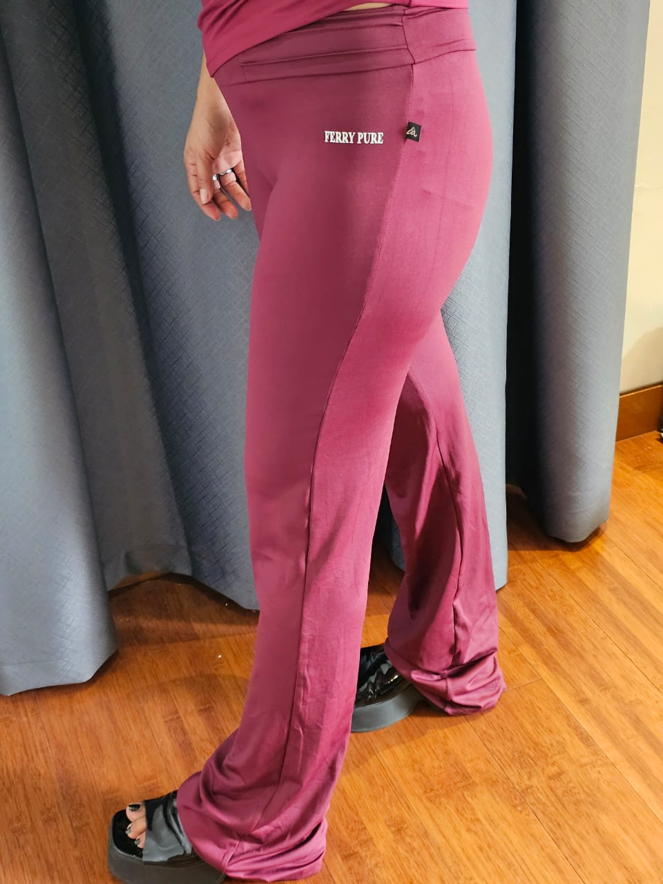 Maroon Flared Pants – Soft Stretch Fit with Ferry Pure Logo
