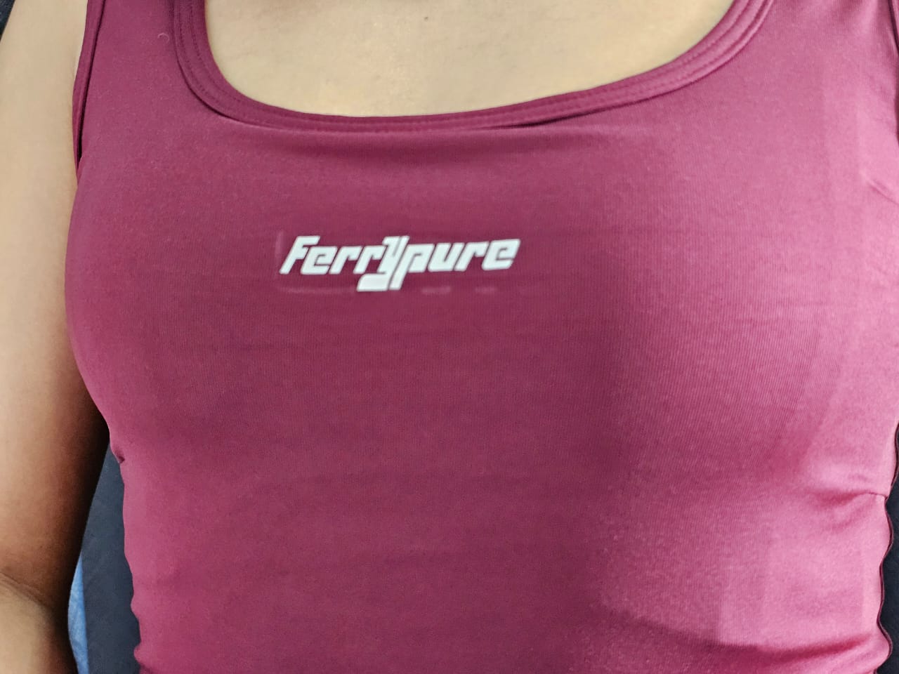 Maroon Sleeveless Fitted Tank Top with Ferrypure Logo