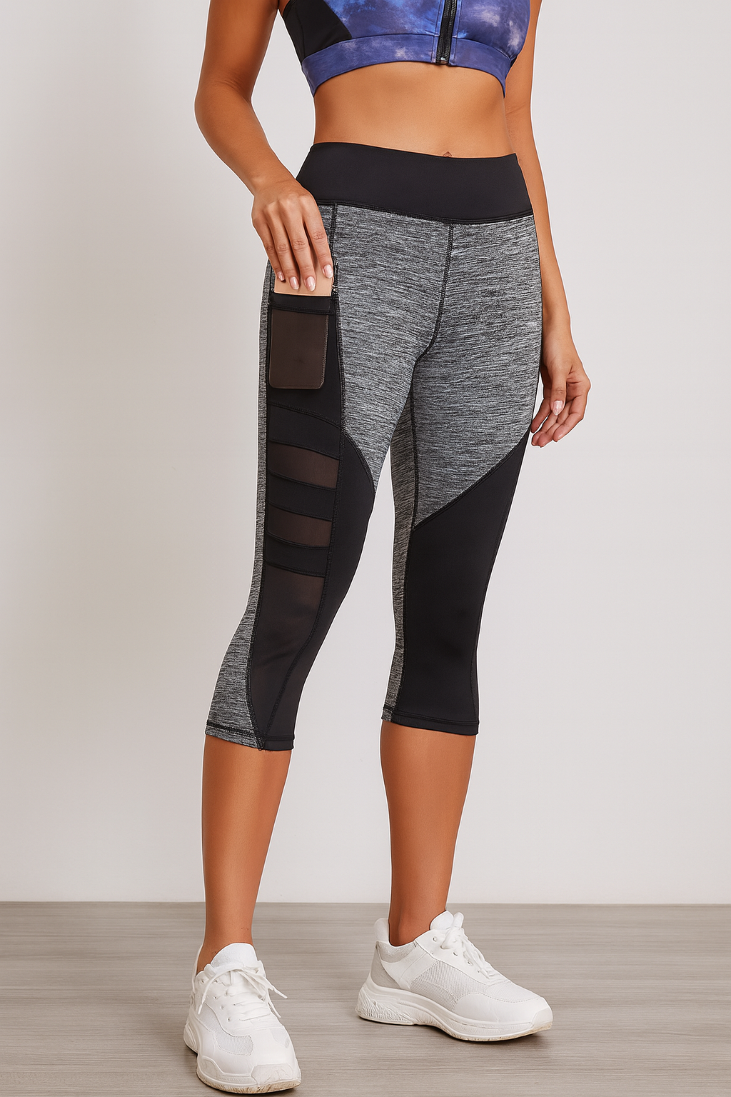 Mesh Panel High-Waist Active Leggings