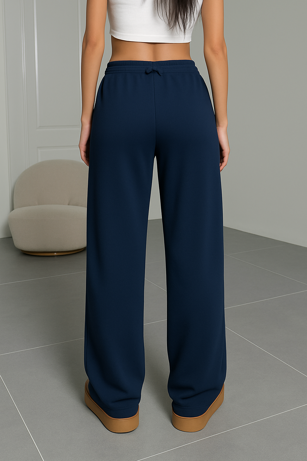 Navy Blue Athletic Pants with Gold Accents